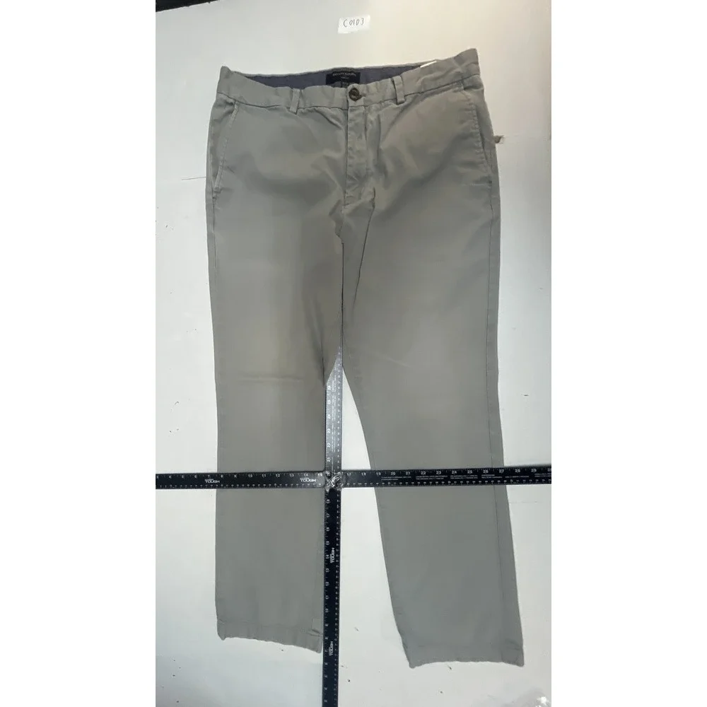 Banana Republic Aiden Slim Fit Chino Pants Mens 35x32 Light Grey Cotton Trousers